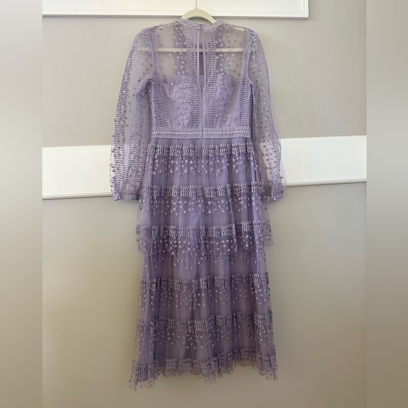 Self Portrait Lilac Tiered Midi Dress - Picture 12 of 16